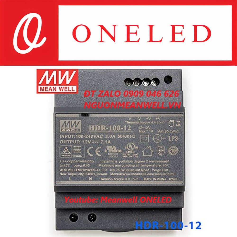 Nguồn Meanwell HDR-100-12 Nguồn Meanwell HDR-100-12