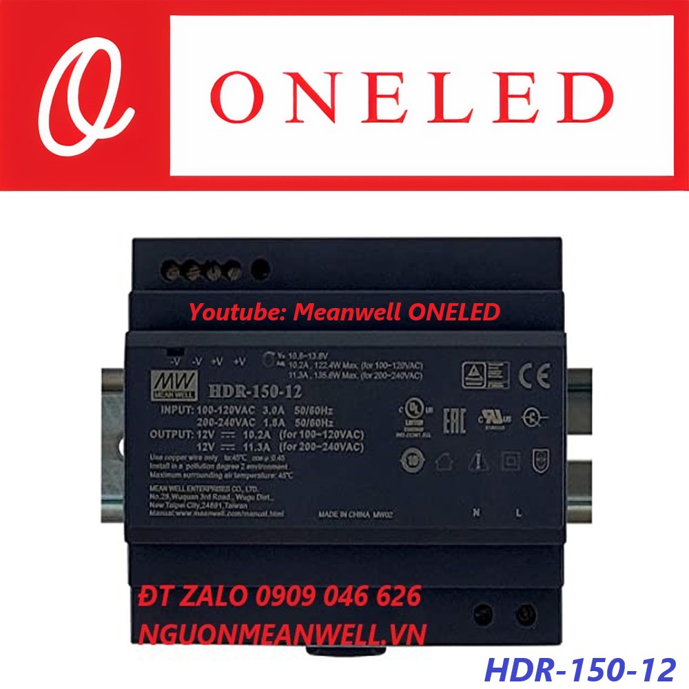 Nguồn Meanwell HDR-150-12 Nguồn Meanwell HDR-150-12