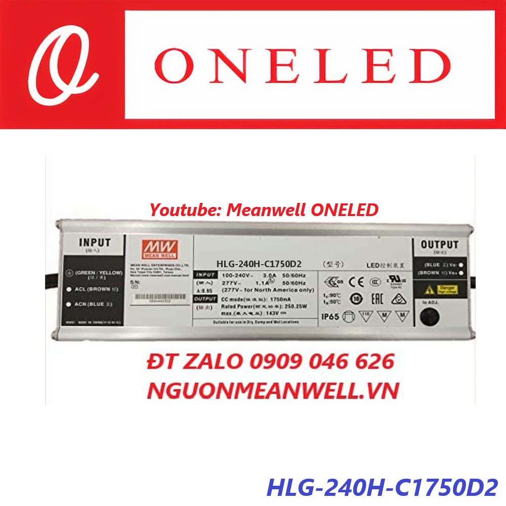 Nguồn Meanwell HLG-240H-C1750D2 Nguồn Meanwell HLG-240H-C1750D2