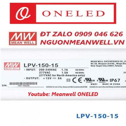 Nguồn Meanwell LPV-150-15 Nguồn Meanwell LPV-150-15