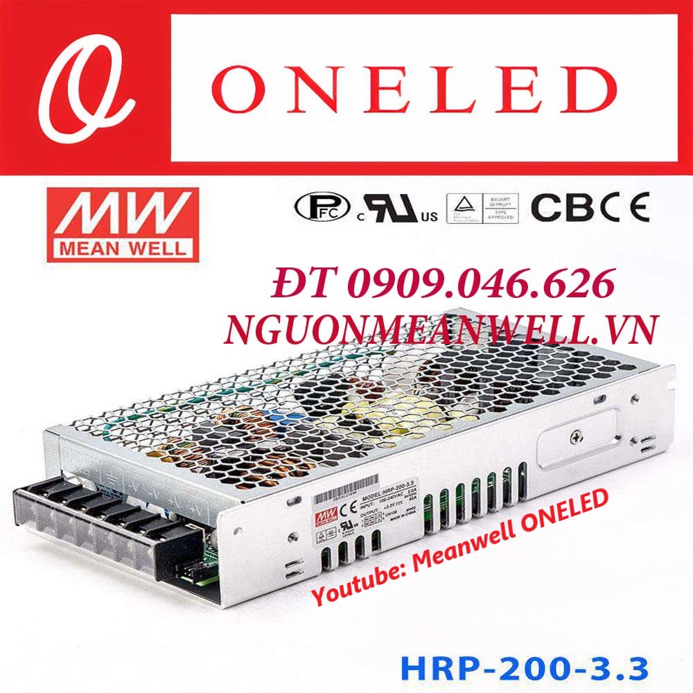 Nguồn Meanwell HRP-200-3.3 Nguồn Meanwell HRP-200-3.3